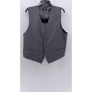 BH LE COLLEZIONI Men’s Gray Pinstripe 5-Button V-Neck Suit Vest SZ 42S